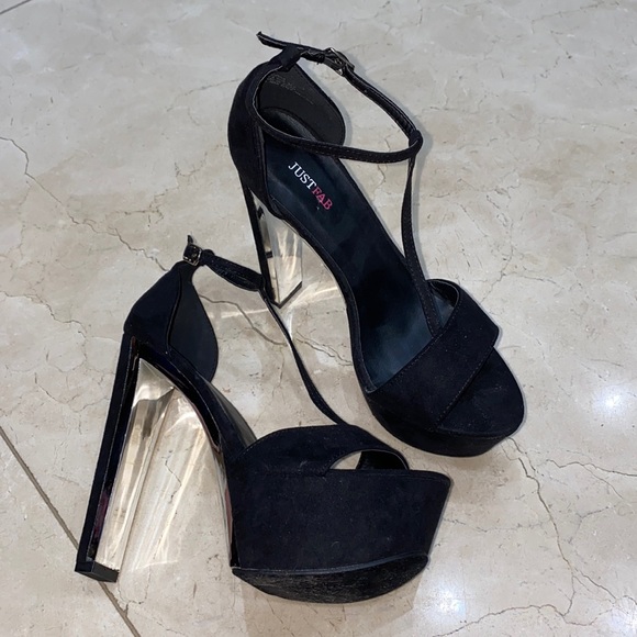 JustFab Shoes - JustFab Black Suede Silver detail Platforms Size 8